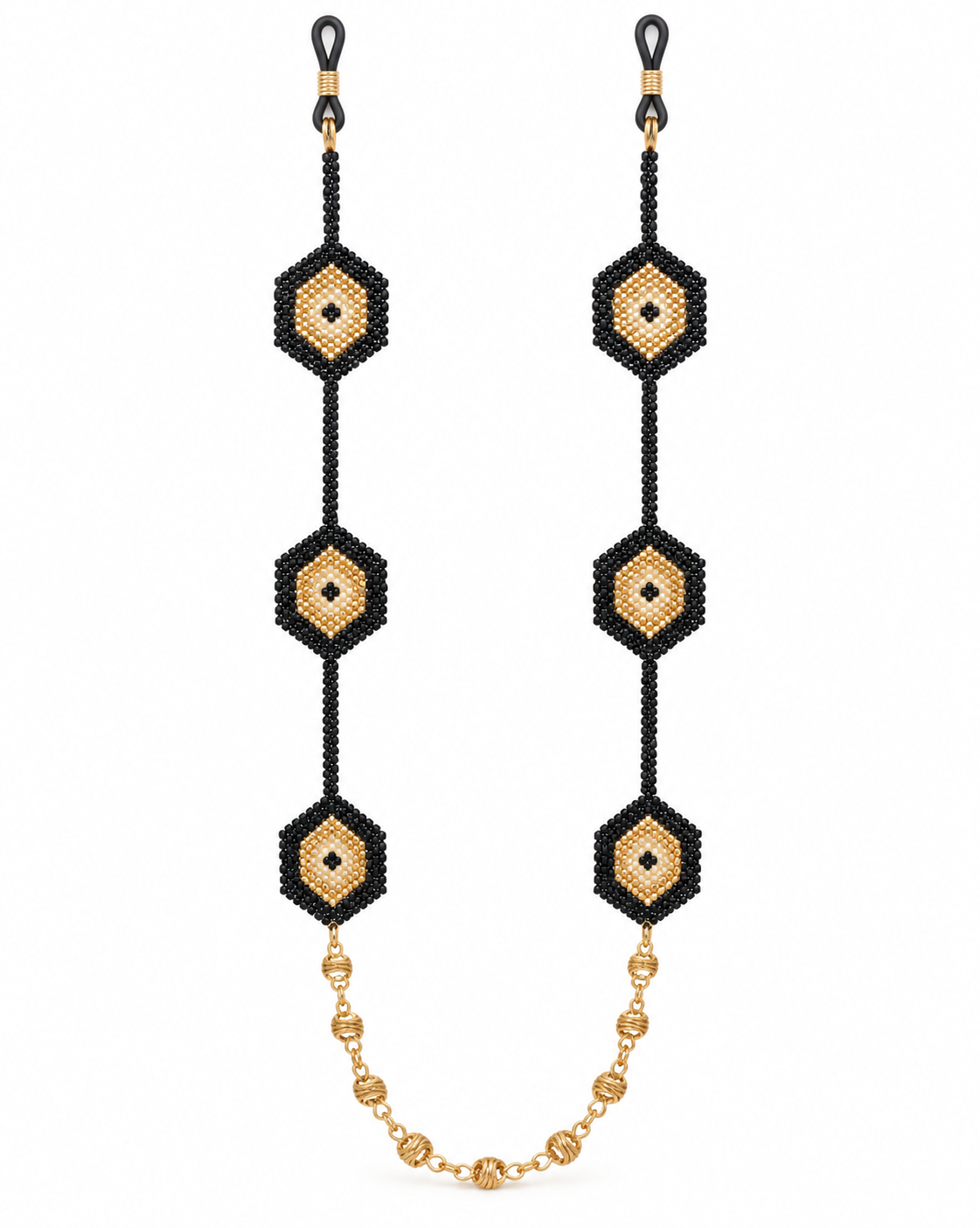 Portagafas Hexágonos, accesorios tejido a mano en miyuki
